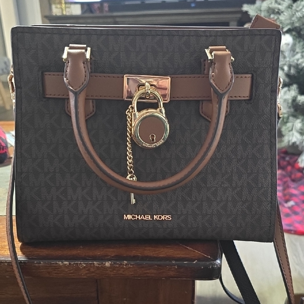 Michael Kors Dark Brown and Black Satchel